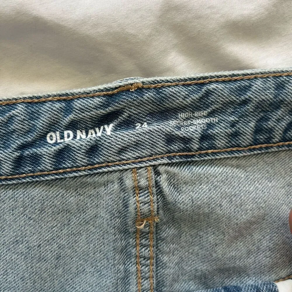Old Navy Denim High Rise Secret Smooth Pockets Midi Skirt Plus Size 24 3XL